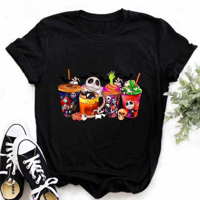 Jack & Sally T-Shirt – Nightmare Before Christmas Graphic Tee for Women, Y2K Short Sleeve Top