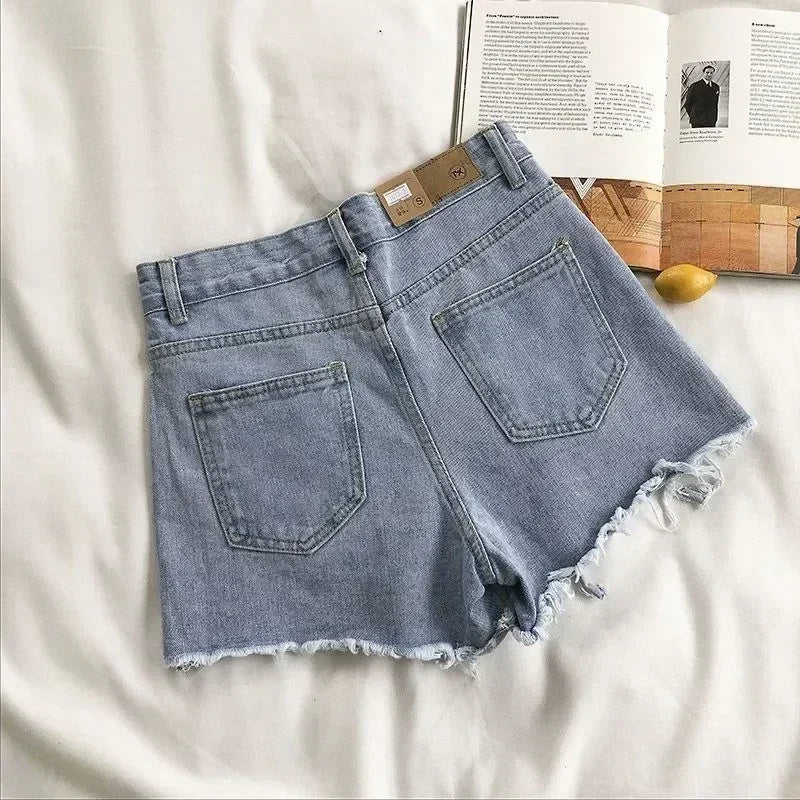 Y2K High Waist Ripped Denim Shorts